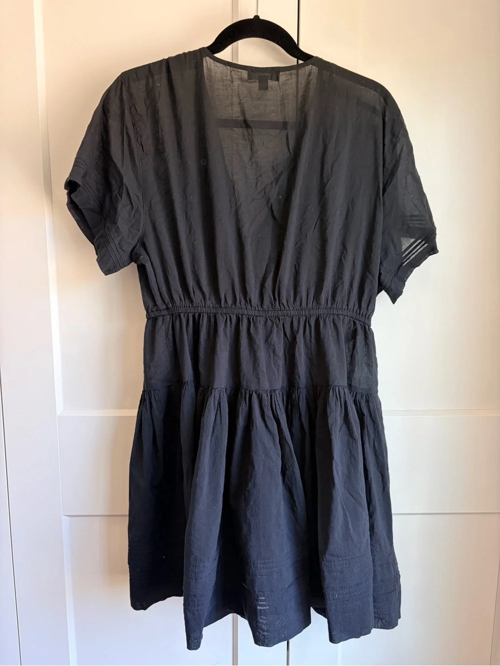 J.Crew Black Lightweight Buttondown Dress with Slip | L